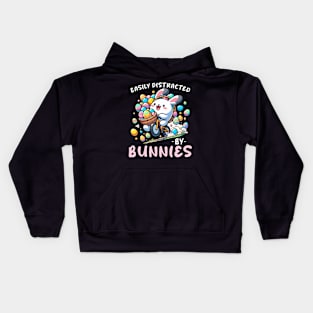 Easily Distrected By Bunnies I Bunny Egg Hunting Kids Hoodie